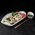 Set of Classic rolls - maki with eel, salmon, cucumber, and vegetable roll Futo Maki