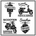 Set of classic scooter emblems, icons and badges.