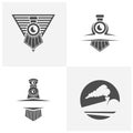 Set of Classic train logo concept, Locomotive logo design vector template, Creative design, icon symbol Royalty Free Stock Photo