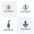 Set of Classic train logo concept, Locomotive logo design vector template, Creative design, icon symbol Royalty Free Stock Photo