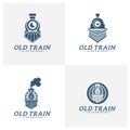 Set of Classic train logo concept, Locomotive logo design vector template, Creative design, icon symbol Royalty Free Stock Photo