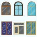 A set of classic windows for buildings.