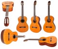 Set of classical acoustic guitars isolated Royalty Free Stock Photo