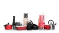 Set of clean cookware, utensils and appliances isolated Royalty Free Stock Photo