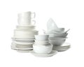Set of clean dishware isolated Royalty Free Stock Photo