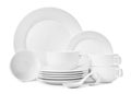 Set of clean dishware isolated on white Royalty Free Stock Photo
