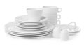 Set of clean dishware isolated on white Royalty Free Stock Photo