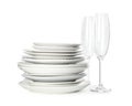 Set of clean dishware isolated Royalty Free Stock Photo