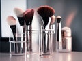 Set of clean, professional makeup brushes for the cosmetics, make-up, and makeup artist themes. Royalty Free Stock Photo