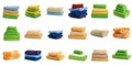 Set of clean soft milticolored towel isolated on white background Royalty Free Stock Photo