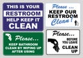 Set of Clean sticker sign for plant site restroom