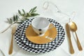 Set of clean tableware, dishes, plates, utensils Royalty Free Stock Photo