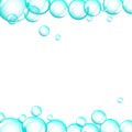 Set of clean water, soap, gas or air bubbles. Banner, poster or any design element. Realistic vector illustration. Soap