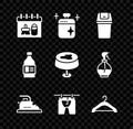 Set Cleaning calendar, cooking pot, Trash can, Electric iron, Drying clothes, Hanger wardrobe, Bottle for cleaning agent