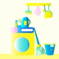 set cleaning products brushes Washer Royalty Free Stock Photo