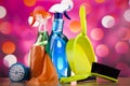 Set of cleaning products, home work colorful theme Royalty Free Stock Photo