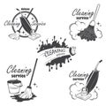 Set of cleaning service emblems, labels and