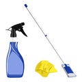 Set of cleaning supplies tools accessories. Vector illustration Royalty Free Stock Photo