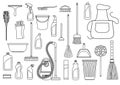 Set of cleaning supplies. Royalty Free Stock Photo