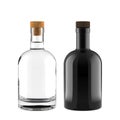 A Set of Clear Glass and Black Bottles for Whiskey, Vodka, Gin, Rum, Liquor or Tequila Bottle.