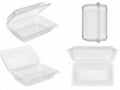 Set of clear plastic food containers with snap lids isolated on white background Royalty Free Stock Photo