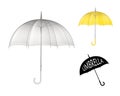 Set of 2 clear plastic rain umbrellas.