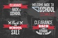 Set of Clearance Sale School Typographic. Royalty Free Stock Photo