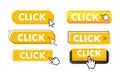 Set of Click button. Hand pointer clicking. Click web buttons Royalty Free Stock Photo