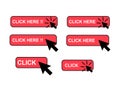 Set of Click here web button, internet flat pointer design, press link vector illustration Royalty Free Stock Photo
