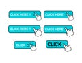 Set of Click here web button, internet flat pointer design, press link vector illustration Royalty Free Stock Photo