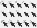 Set of Clicks icon. Cursor sign. Clicking Arrow, Mouse Cursor Symbol. Vector illustration Royalty Free Stock Photo