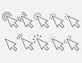 Set of Clicks icon. Cursor sign. Clicking Arrow, Mouse Cursor Symbol. Vector illustration Royalty Free Stock Photo