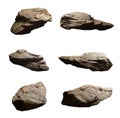 Set of cliff stones isolated white background Royalty Free Stock Photo