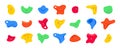 Set of climbing grips or holds in the gym bouldering training flat style design vector illustration set.