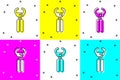 Set Clippers for grooming pets icon isolated on color background. Pet nail clippers. Vector