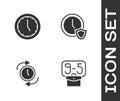 Set From 9, Clock, with arrow and shield icon. Vector Royalty Free Stock Photo