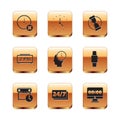 Set Clock delete, Calendar and clock, 24 hours, Time Management, Digital alarm, Old hourglass, on monitor and icon
