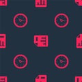 Set Clock and Document with graph chart on seamless pattern. Vector Royalty Free Stock Photo