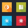 Set Clock and gear, Telephone, and Copywriting network icon. Vector