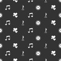Set Clock with heart, Heart, Music note, tone hearts and Key in shape on seamless pattern. Vector Royalty Free Stock Photo