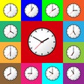 Set clock icon, Vector illustration, flat design. EPS10. Royalty Free Stock Photo