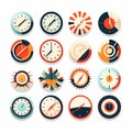 Set of clock icons in flat style. Vector illustration for web design Royalty Free Stock Photo