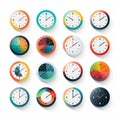 Set of clock icons in flat style. Vector illustration for web design Royalty Free Stock Photo