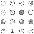 Set of clock thin line icon. Perfect circle timer symbol 640x640x pixels vector illustrator