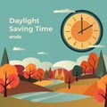 Set the clock to daylight saving time ends. Vector illustration with message Royalty Free Stock Photo