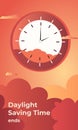 Set the clock to daylight saving time ends. Vector illustration with message Royalty Free Stock Photo