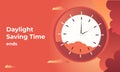 Set the clock to daylight saving time ends. Vector illustration with message Royalty Free Stock Photo