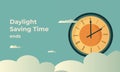 Set the clock to daylight saving time ends. Vector illustration with message Royalty Free Stock Photo