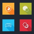 Set Clock, World time, Digital alarm clock and Time Management icon. Vector