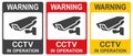 Set of Closed Circuit Television Signs. CCTV vector illustration